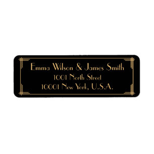Black Art Deco Great Return Address Labels
