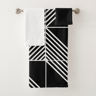 Black Art Deco Lines  Bath Towel Set