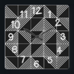 Black Art Deco Lines  Square Wall Clock<br><div class="desc">This wall clock has an art deco design of squares with diagonal lines.</div>