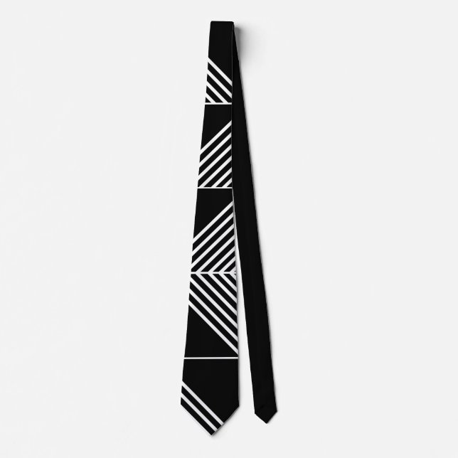 Black Art Deco Lines  Tie (Front)