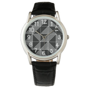 Black Art Deco Lines  Watch