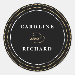 Black Art Deco String Lights Wedding Favour Sticke Classic Round Sticker