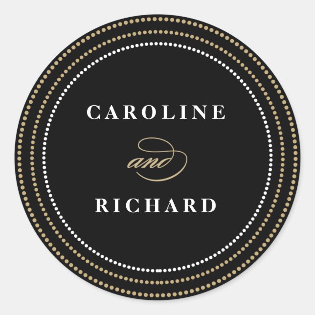 Black Art Deco String Lights Wedding Favour Sticke Classic Round Sticker (Front)