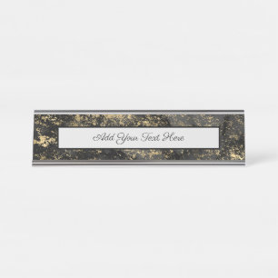 Black Art Design Sandy Worn Grunge Aesthetics Desk Name Plate