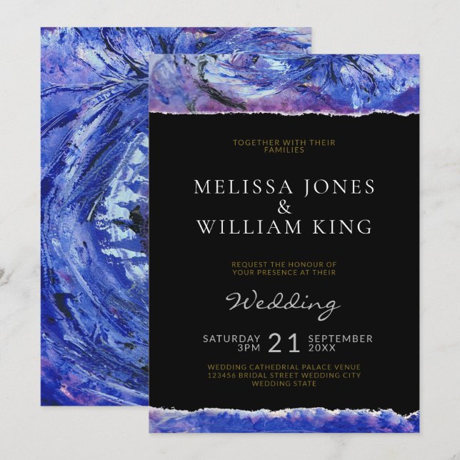 Black Art Wedding Invitation (Front/Back)