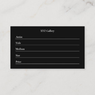 Black Artwork Display Label Card Template