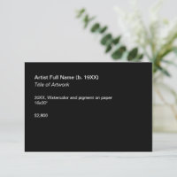 Black Artwork Exhibition Label Template