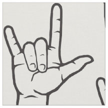 Black ASL I Love You Patterned Fabric