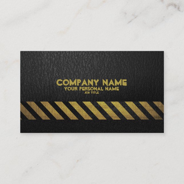 Black Asphalt Construction Build  Hazard Stripe Business Card (Front)
