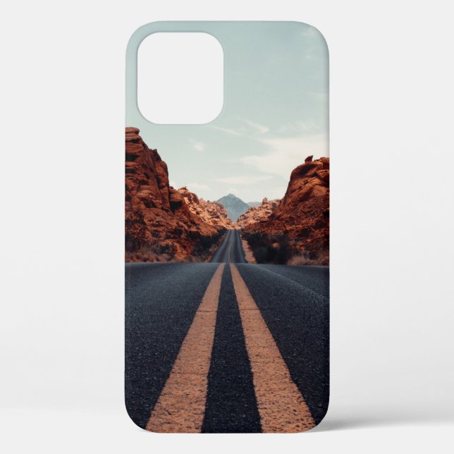 BLACK ASPHALT ROAD BETWEEN BROWN ROCK FORMATION UN Case-Mate iPhone CASE (Back)