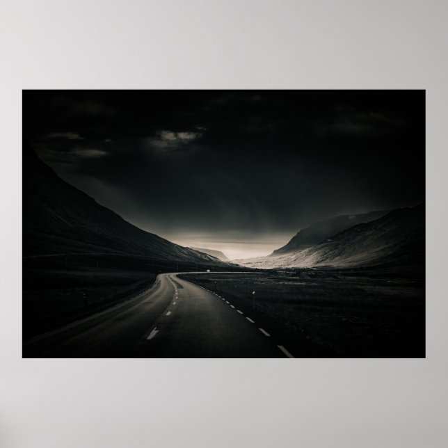 BLACK ASPHALT ROAD NEAR MOUNTAIN DURING DAYTIME POSTER (Front)