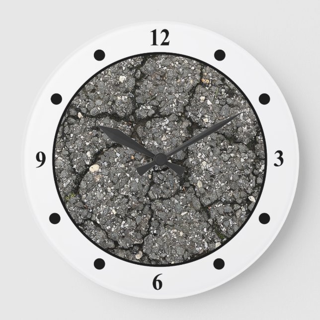 Black Asphalt Street Paving Cement Large Clock (Front)
