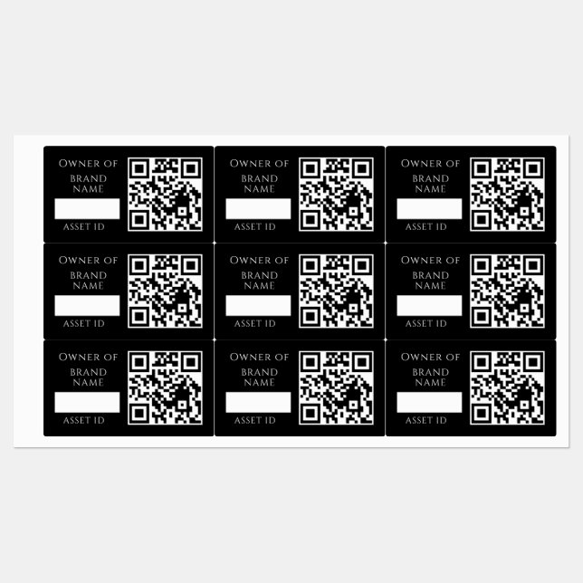 Black Asset QR | Custom Company Property Tracking (Sheet)