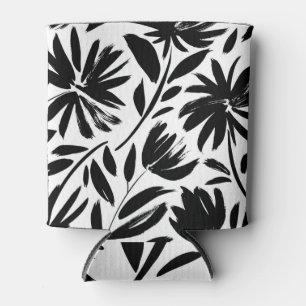 Black aster: vintage chrysanthemum pattern can cooler