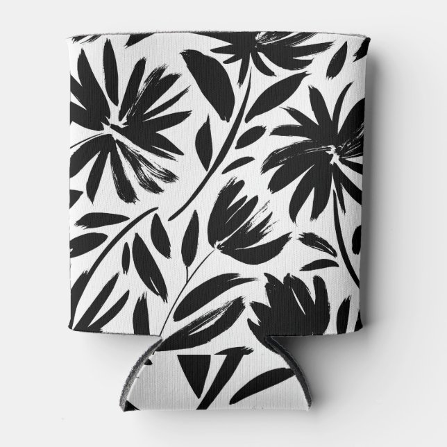 Black aster: vintage chrysanthemum pattern can cooler (Front)