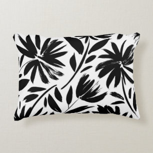Black aster: vintage chrysanthemum pattern decorative cushion