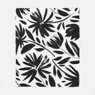 Black aster: vintage chrysanthemum pattern fleece blanket