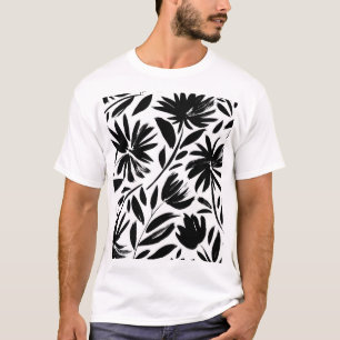 Black aster: vintage chrysanthemum pattern T-Shirt