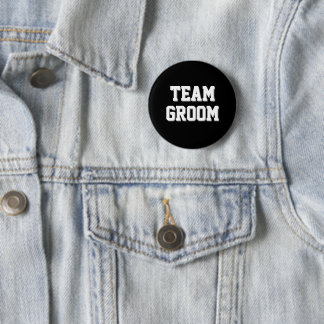 Black Athletic Letters Team Groom 6 Cm Round Badge