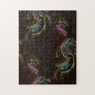 Black Atomic Abstract Art Jigsaw Puzzle