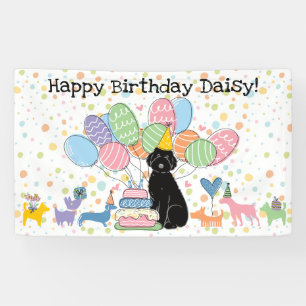 Black Aussiedoodle Dog Birthday Party Banner