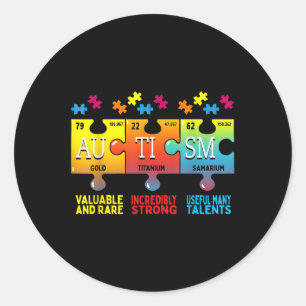 Black Autism Awareness Puzzle - Clic Fit, Short Sl Classic Round Sticker