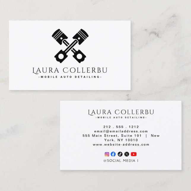 Black Auto Detailing, Auto Repair Logo Black Busin Business Card (Front/Back)