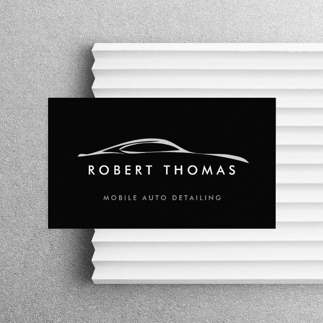 Black Auto Detailing, Auto Repair Logo Black Business Card (Creator Uploaded)