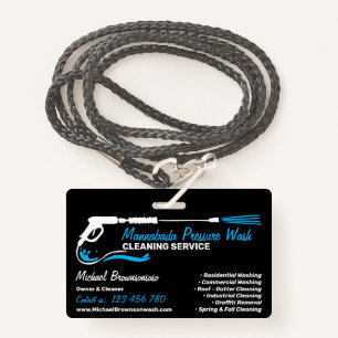 Black Auto Pressure Washing Power Wash CLEANING ID Badge