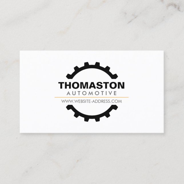 Black Automotive Gear Auto Repair, Mechanic Business Card (Front)