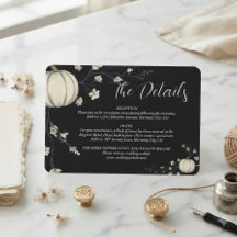 Black Autumn Pumpkin Wedding Enclosure Card