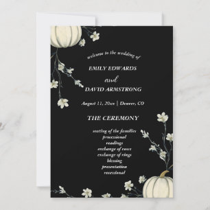 Black Autumn Pumpkin Wedding Program