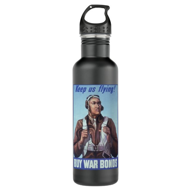 Black Aviators: U.S. WW2 Military Fighting Service 710 Ml Water Bottle (Front)