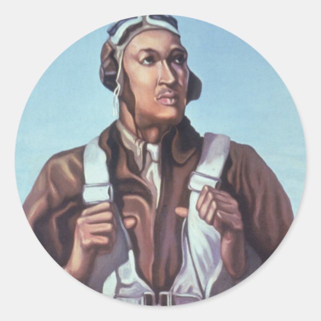 Black Aviators: U.S. WW2 Military Fighting Service Classic Round Sticker (Front)