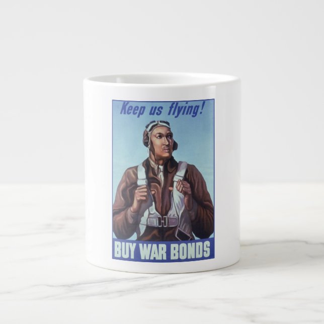 Black Aviators: U.S. WW2 Military Fighting Service Large Coffee Mug (Front)