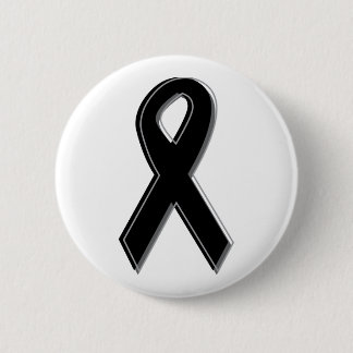 Black Awareness Ribbon 6 Cm Round Badge