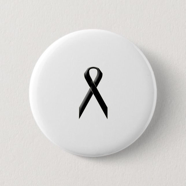 Black awareness ribbon 6 cm round badge (Front)