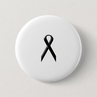 Black awareness ribbon 6 cm round badge