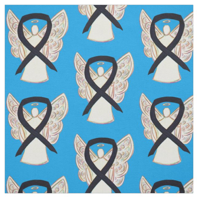 Black Awareness Ribbon Angel Custom Fabric (Swatch)