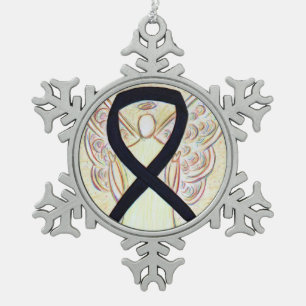 Black Awareness Ribbon Angel Customised Ornament