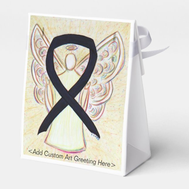 Black Awareness Ribbon Angel Party Favour Boxes (Back Side)