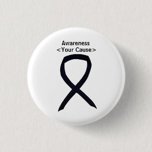 Black Awareness Ribbon Art Customised Message Pins
