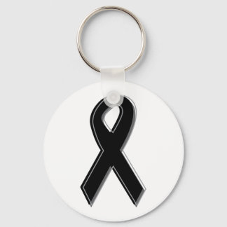 Black Awareness Ribbon Key Ring