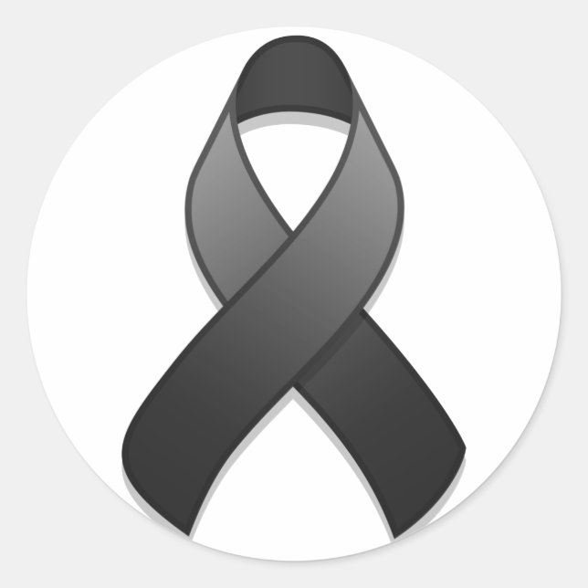 Black Awareness Ribbon Round Sticker (Front)