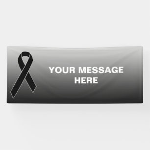 Black Awareness Ribbon + your message Banner
