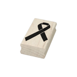 Black Awareness Ribbon + your message Rubber Stamp