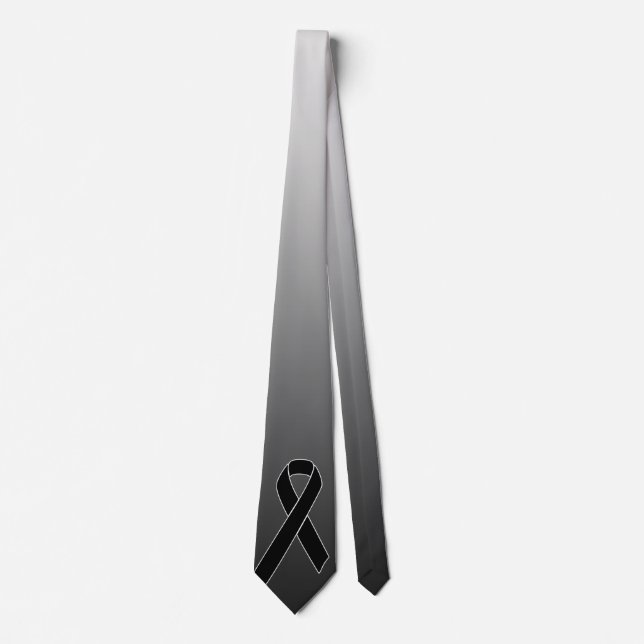 Black Awareness Ribbon + your message Tie (Front)