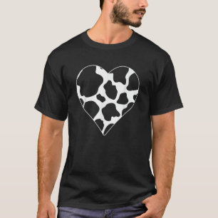 Black Awesome Cow Heart Print Animals Pets Dalmati T-Shirt