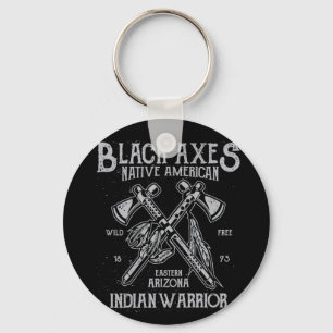 Black Axes Native America Indian Warrior Arizona Key Ring