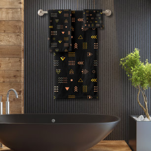 Black aztec pattern   bath towel set